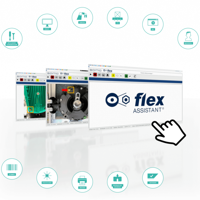The Suite 4.0 flexAssistant assembly software is the digital and industry-independent solution for worker assistance.